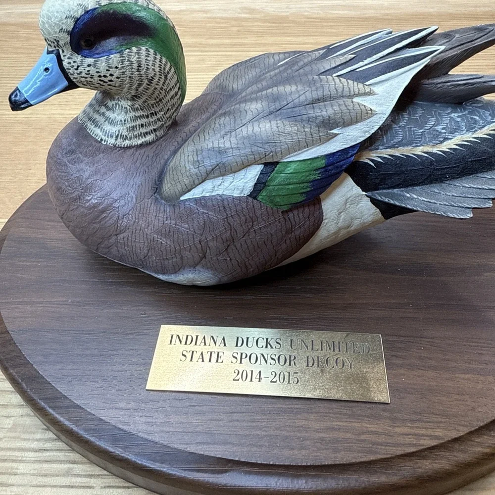 Indiana Ducks Unlimited State Sponsor Decoy Loon Lake Wood Plaque Hand Painted